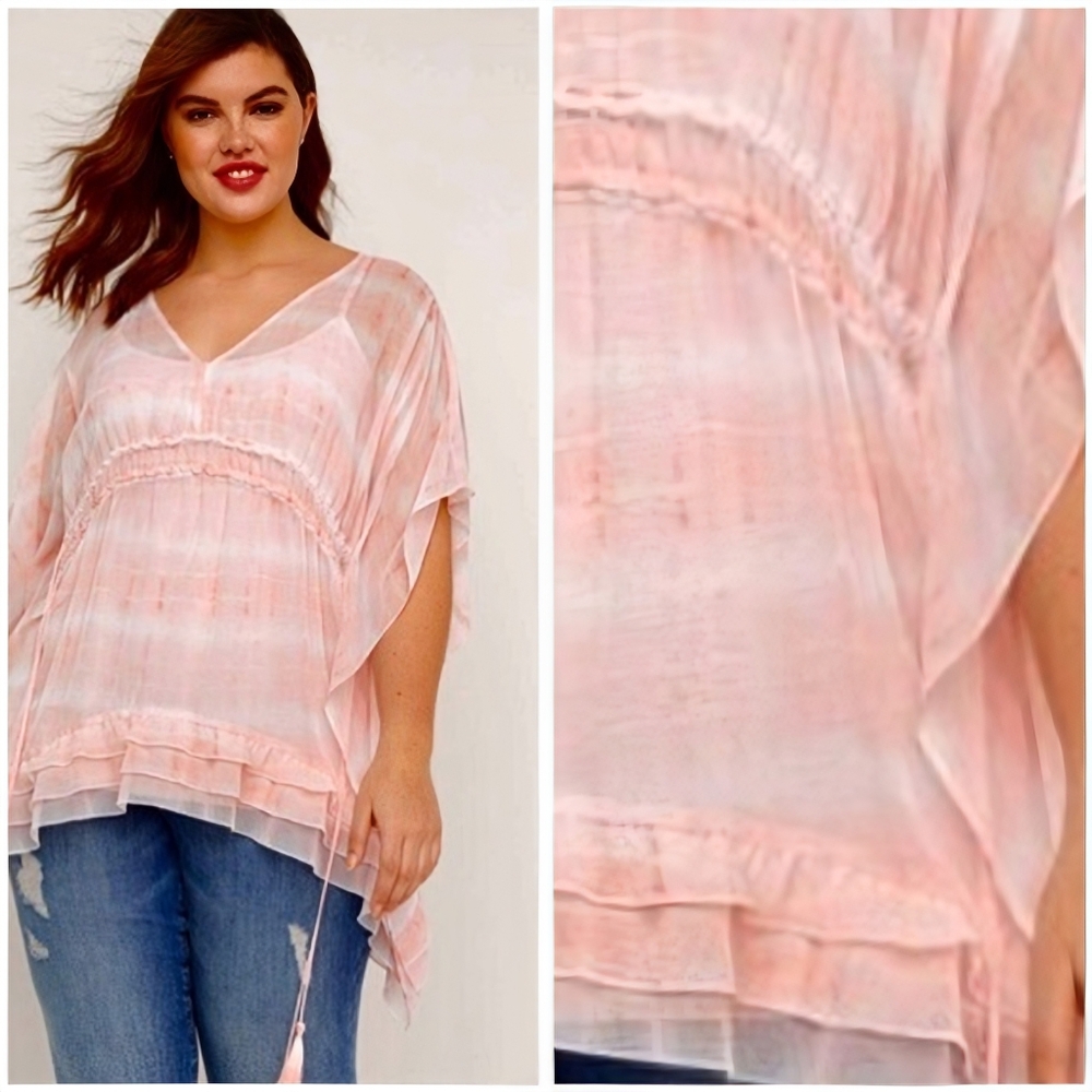 LANE BRYANT Sheer Tie Waist Beachy Poolside Swimsuit Oversized Cover-Up